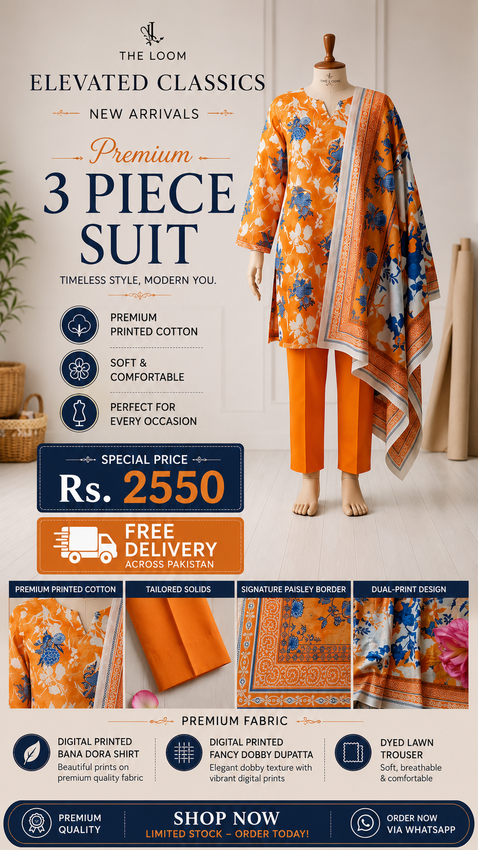 3 Piece Orange Suit