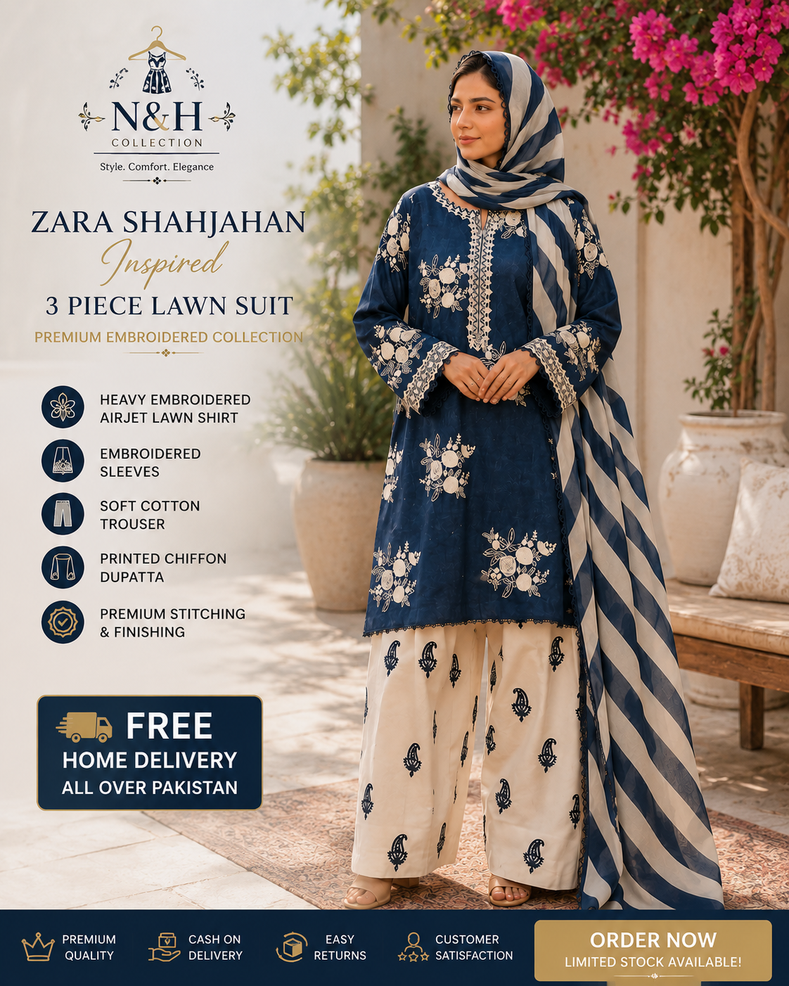 Zara Shahjahan Inspired 3 Piece Lawn Suit - Image 5