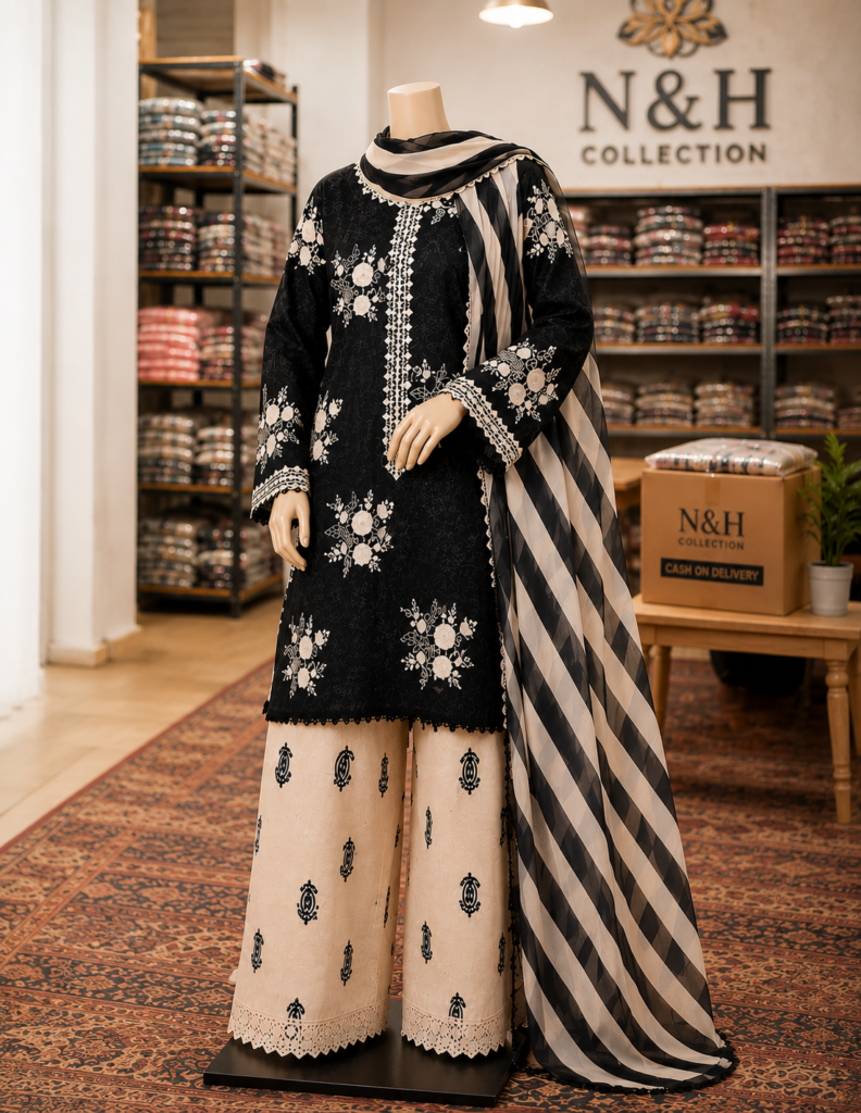 Zara Shahjahan Inspired Premium Embroidered 3-Piece Lawn Suit