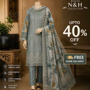 Gulkari Premium Embroidered 3-Piece Lawn Suit