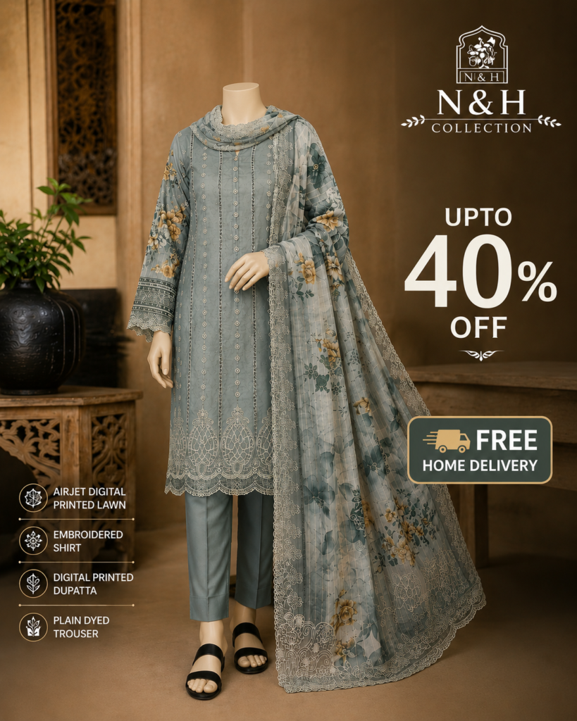 Gulkari Premium Embroidered 3-Piece Lawn Suit