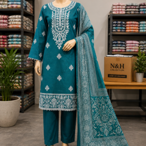 Sapphire Gold – S.G Collection | 3-Piece Embroidered Suit