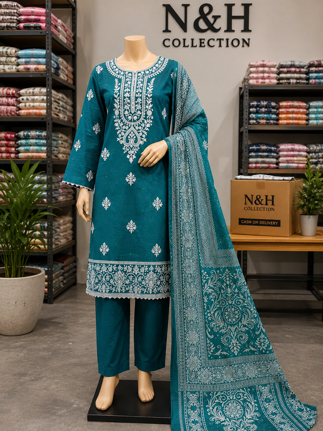 Sapphire Gold – S.G Collection | 3-Piece Embroidered Suit