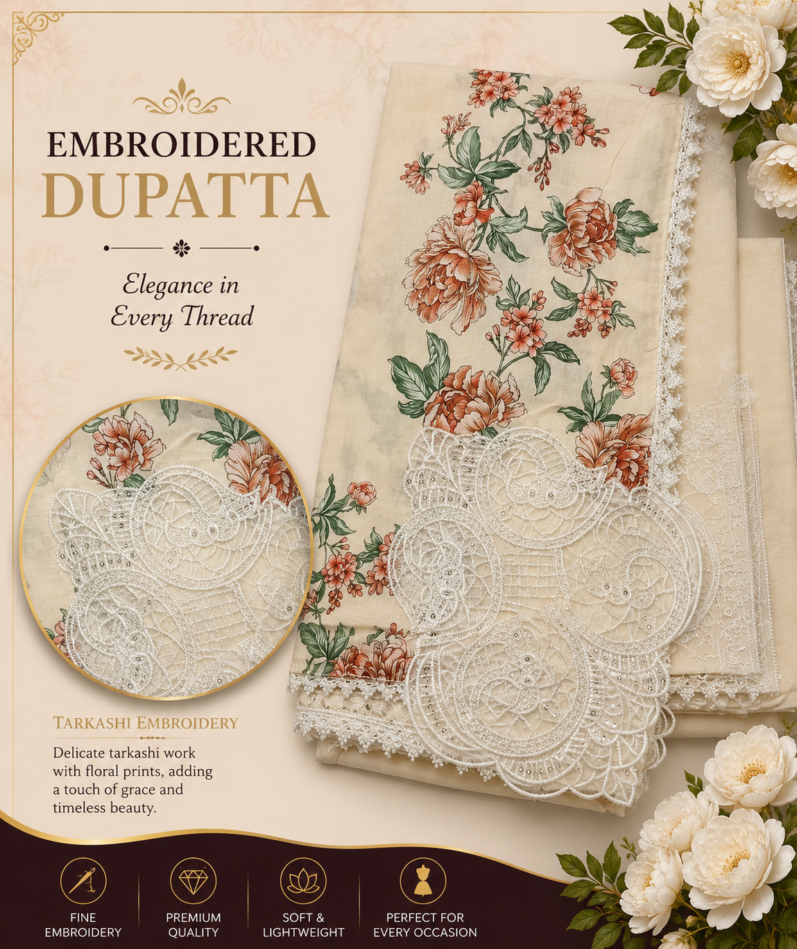 Gulkari Unstitched 3 Piece Embroidered Lawn Suit - Image 2