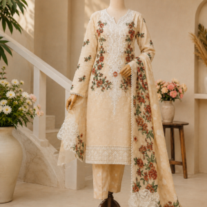 Gulkari Unstitched 3 Piece Embroidered Lawn Suit
