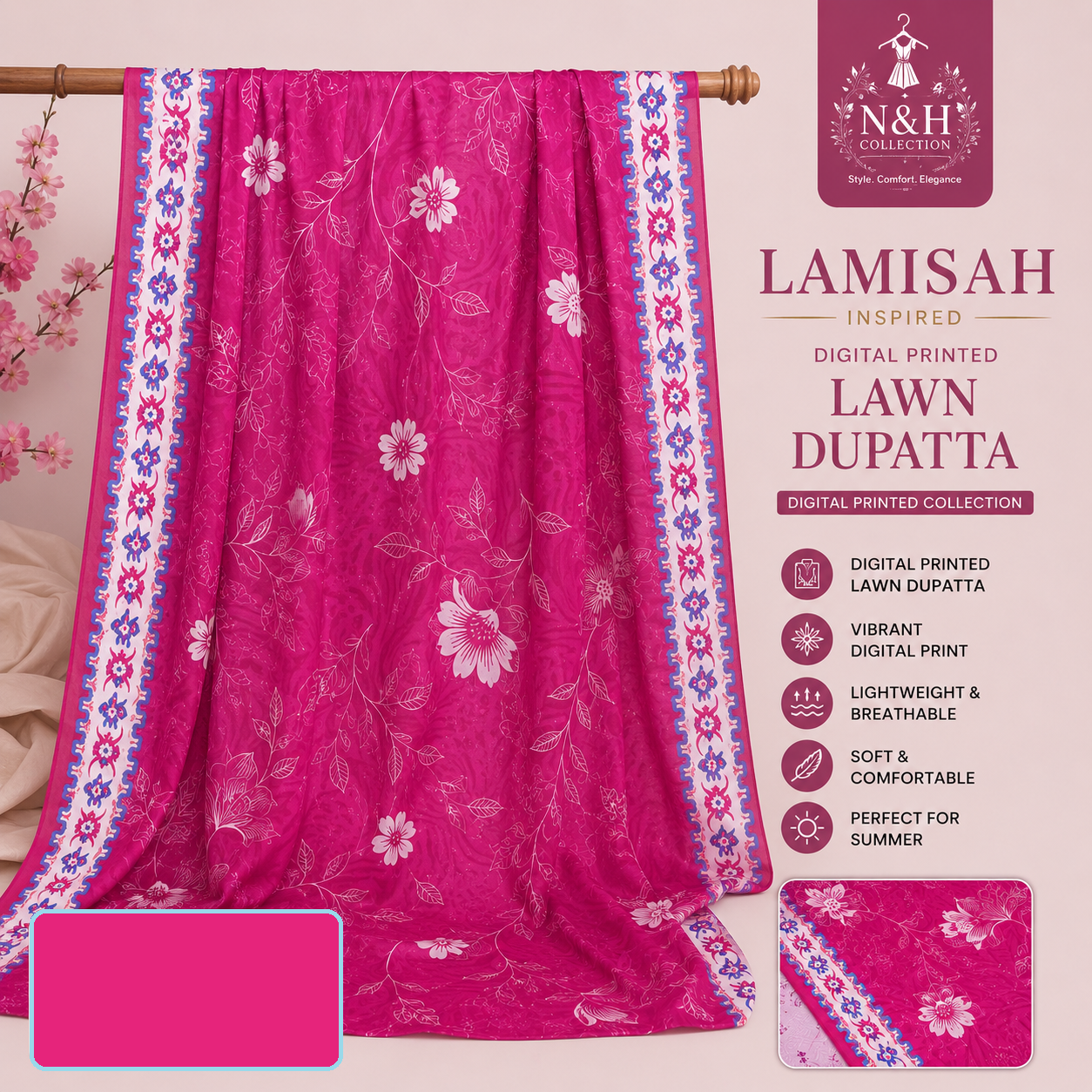 Lamisah Inspired 3 Piece Lawn Suit - Image 3