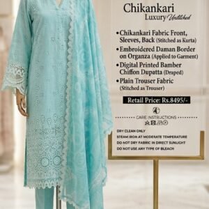 Zainab Chottani Chikankari Luxury Unstitched 3-Piece Suit