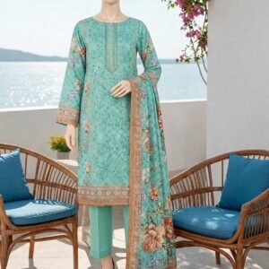 Premium Turquoise Linen 3-Piece Suit