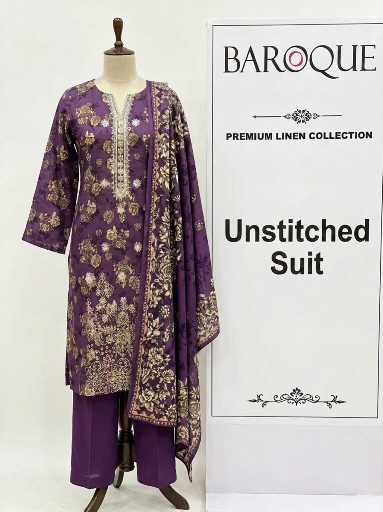 Premium Linen 3-Piece Suit – Purple